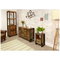 Accrington Reclaimed Wood Narrow Bookcase With Drawers 9 Accrington Reclaimed Wood Narrow Bookcase With Drawers -Officefurnitureonline Store 070415