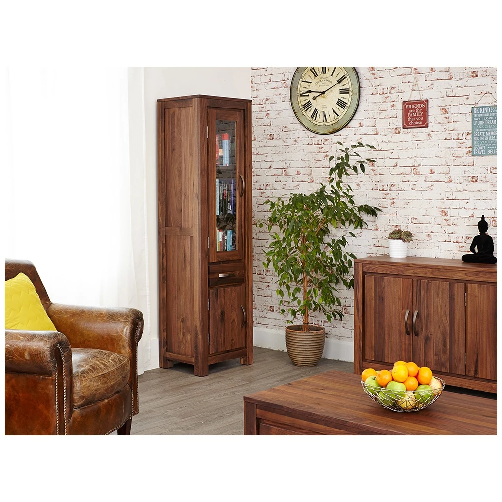 Fernhurst Solid Walnut Narrow Glazed Bookcase 6 Fernhurst Solid Walnut Narrow Glazed Bookcase - Image 4